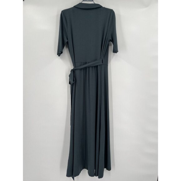 Quince Women’s Dark Olive Tencel Jersey Wrap Dress Midi sz S NWT Short Sleeve - Picture 4 of 5